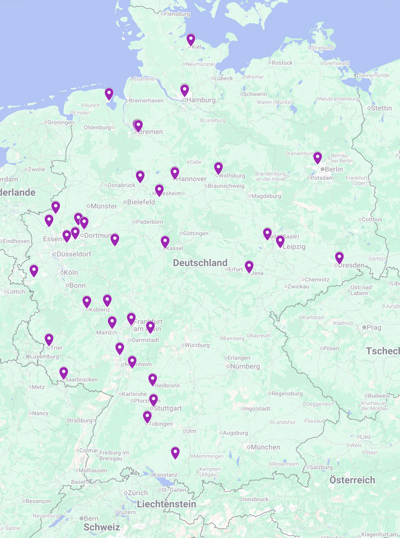 Pink Paddler-Deutschlandkarte - Paddeln gegen Brustkrebs